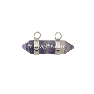 Pendentif hexagonal d&#39;améthyste naturel plaqué en argent pour collier de bijoux pour femmes